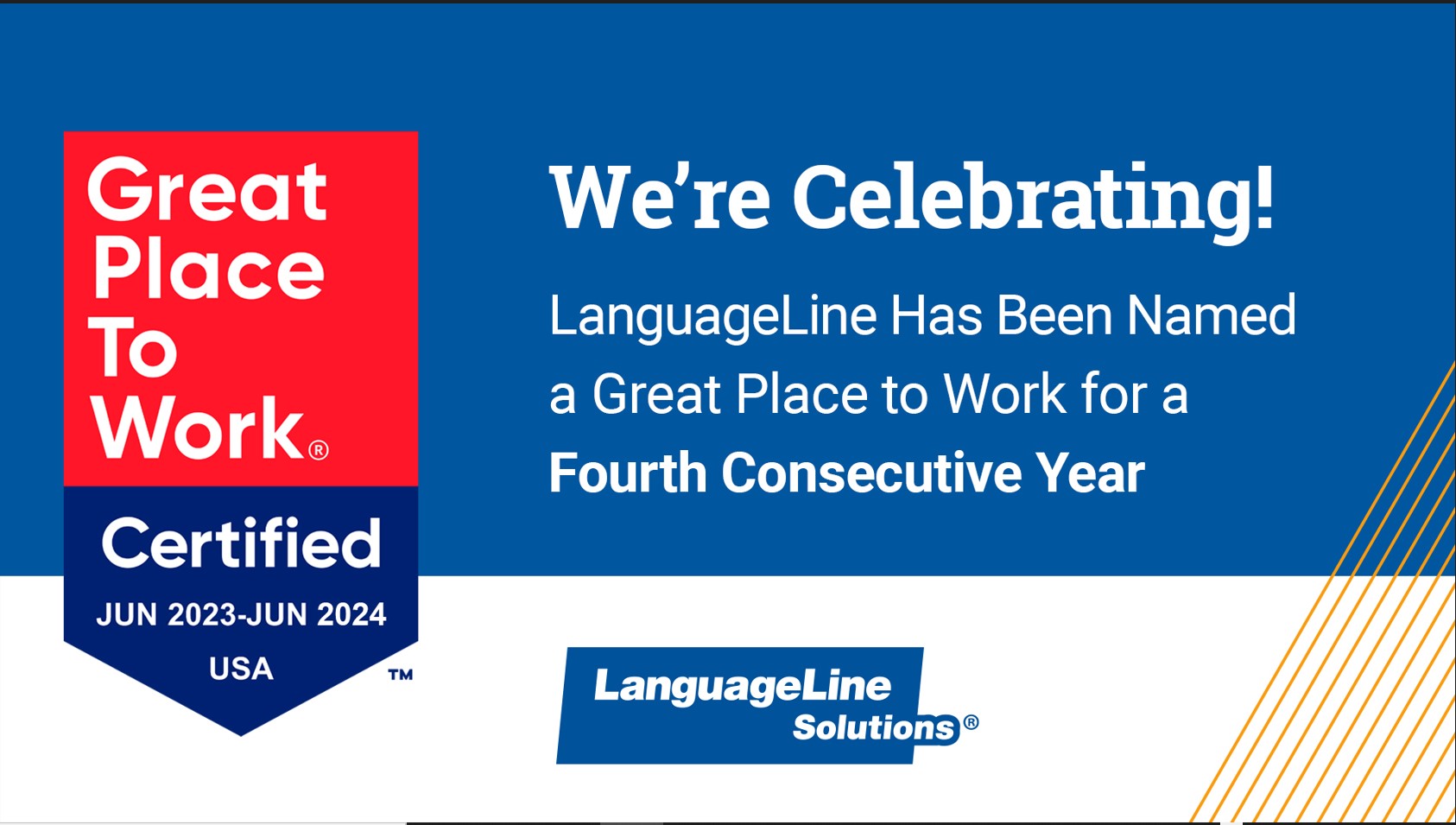 Grand Slam LanguageLine Is a Great Place to Work Four Years Running